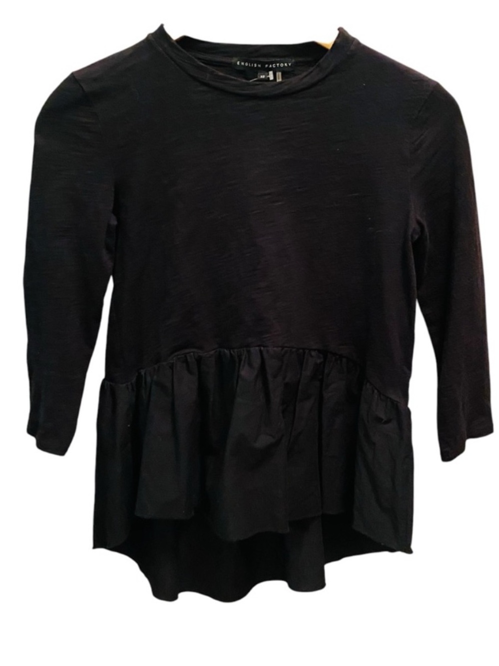 ENGLISH FACTORY Mixed Media Peplum Hem Top